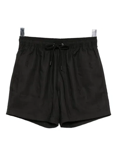 Hugo Boss Logo-embroidered Swim Shorts In Black