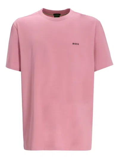 Hugo Boss Logo-embroidered T-shirt In Pink