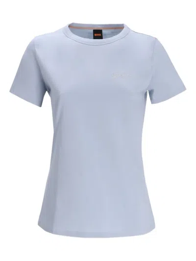 Hugo Boss Logo-embroidered T-shirt In Blue