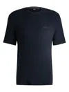 Hugo Boss Ottoman-jersey Pajama T-shirt With Embroidered Logo In Blue