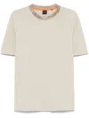 Hugo Boss Logo-embroidered T-shirt In Neutrals