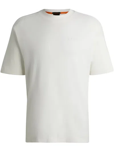 Hugo Boss Logo-embroidered T-shirt In Nude