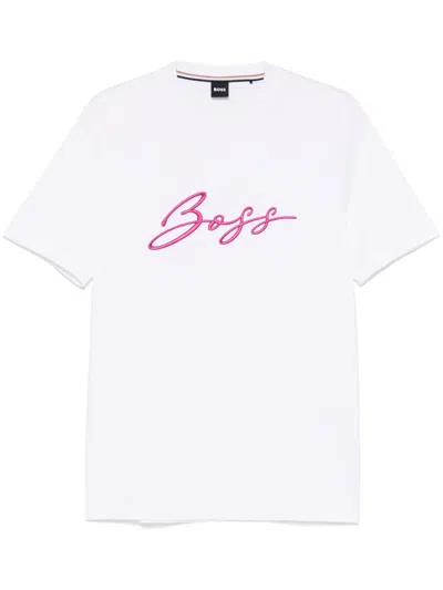 Hugo Boss Logo-embroidered T-shirt In White