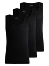 Hugo Boss Three-pack Of Cotton Tank Tops With Embroidered Logos In Black