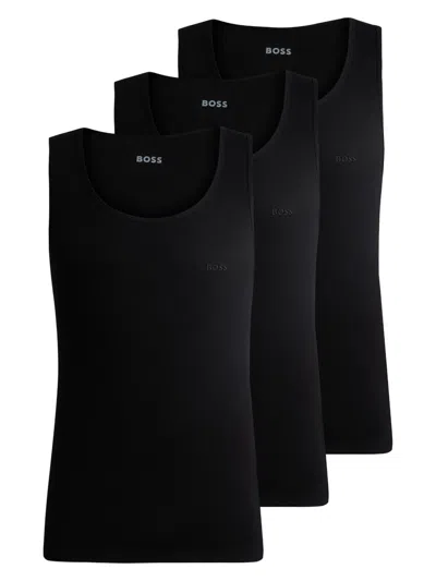 HUGO BOSS LOGO-EMBROIDERED TANK TOP (PACK OF THREE)