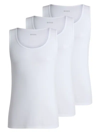 HUGO BOSS LOGO-EMBROIDERED TANK TOP (PACK OF THREE)