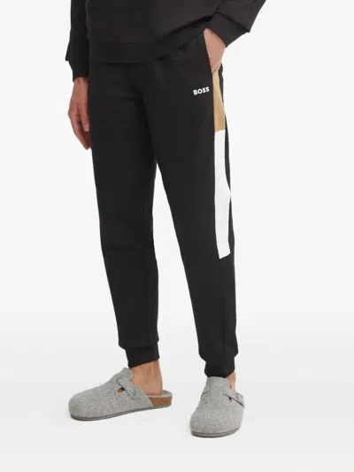 Hugo Boss Logo-embroidered Track Pants In Black