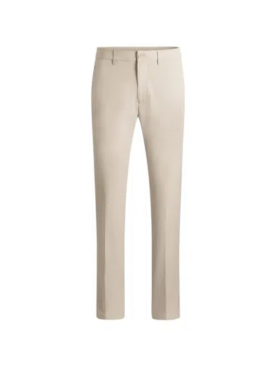 Hugo Boss Hugo Beige Virgin Wool Polyester Trousers In Gray