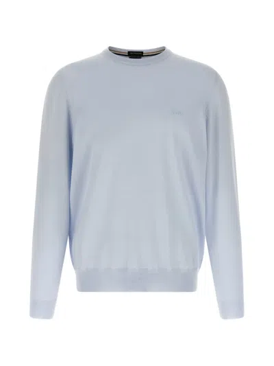 Hugo Boss Logo-embroidery Crew-neck Sweater In Blue