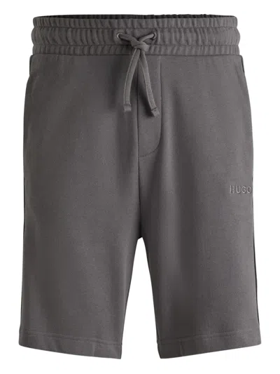 Hugo Boss Logo-embroidery Shorts In Gray