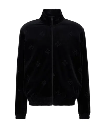 Hugo Boss Logo-embroidery Zip-up Jacket In Black