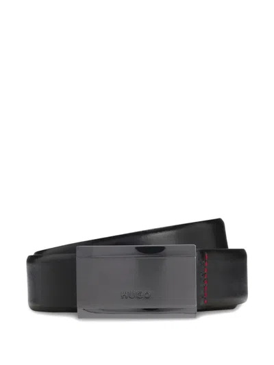 Hugo Boss Logo-engraved Belt In Black