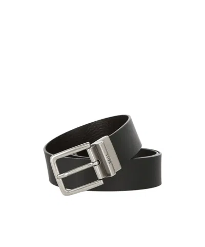 Hugo Boss Logo-engraved Faux-leather Belt In Black