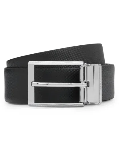 Hugo Boss Logo-engraved Leather Belt In Black
