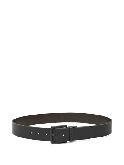 Hugo Boss Logo-engraved Leather Belt In Black