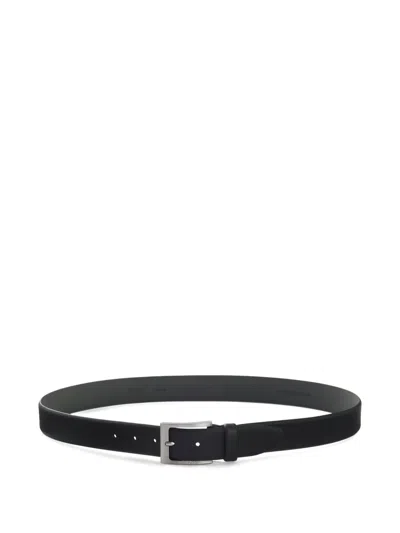 Hugo Boss Logo-engraved Leather Belt In Black