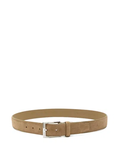 HUGO BOSS LOGO-ENGRAVED SUEDE BELT