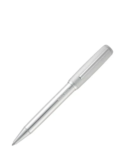 Hugo Boss Logo-engraved Textured Pen In Silver