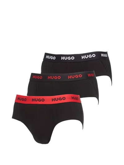 Hugo Boss Logo Hip Briefs In Black
