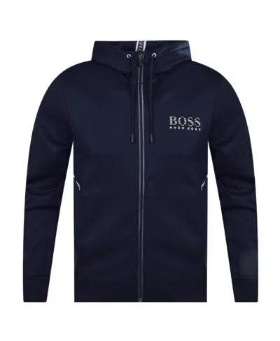 Hugo Boss Logo Hooded Casual Jacket In Black
