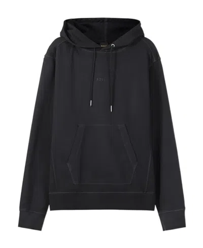 Hugo Boss Logo Hooded Sweater In Black