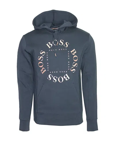 Hugo Boss Logo Hooded Sweater In Blue