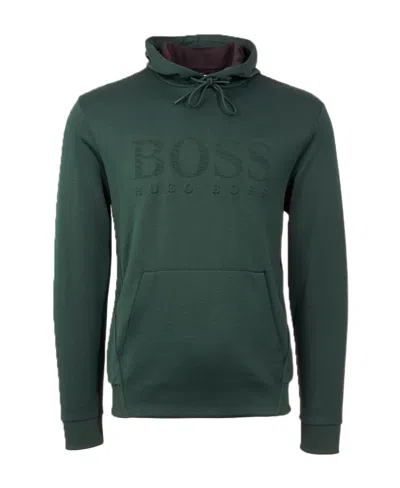 Hugo Boss Logo Hooded Sweater In Green