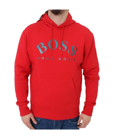 Hugo Boss Logo Hooded Sweater In Red