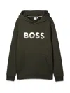 Hugo Boss Logo Hoodie In Green