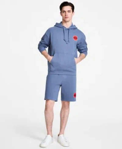 Hugo Boss Logo Hoodie Shorts In Open Blue
