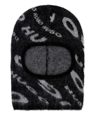 Hugo Boss Logo-intarsia Balaclava In Black