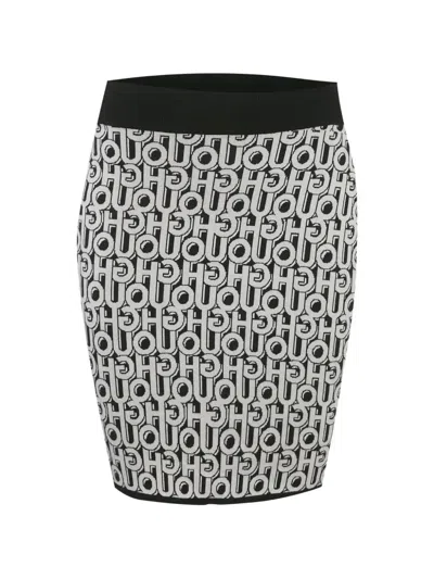 Pre-owned Hugo Boss Logo Intarsia Mini Skirt In Black
