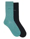 Hugo Boss Logo-intarsia Socks (pack Of Two) In Blue