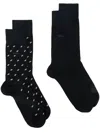 Hugo Boss Logo-intarsia Socks (set Of Two) In Blue