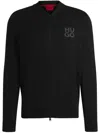 Hugo Boss Zip-up Cardigan In Cotton With Stacked Logo In Black