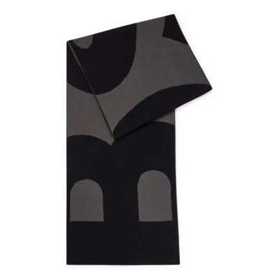 Hugo Boss Logo-jacquard Scarf Blended With Wool In Dark Grey
