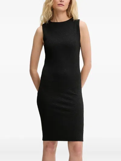 Hugo Boss Logo-jacquard Sleeveless Mini Dress In Black