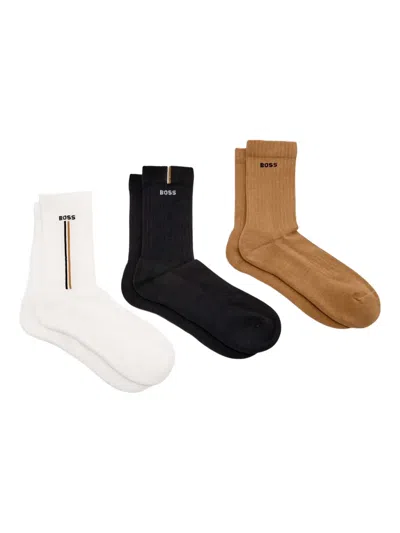 Hugo Boss Logo-jacquard Socks (pack Of Three) In Multi
