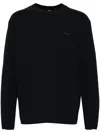 Hugo Boss Cotton-jersey Regular-fit Sweatshirt With Embroidered Logo In 黑色