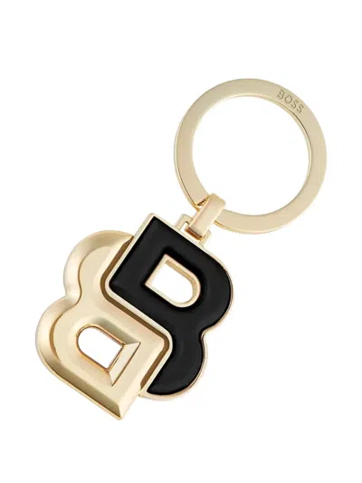Hugo Boss Logo Keyring & Pen In Gold