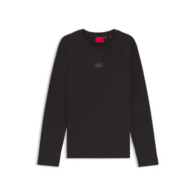 Hugo Boss Mens Black Brand-embroidered Relaxed-fit Cotton-blend Sweatshirt Xxl