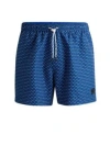 Hugo Boss Logo-label Swim Shorts With Seasonal Pattern In Blue
