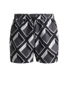 Hugo Boss Logo-label Swim Shorts With Seasonal Pattern In Black