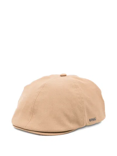 Hugo Boss Logo-lettering Beret In Neutral