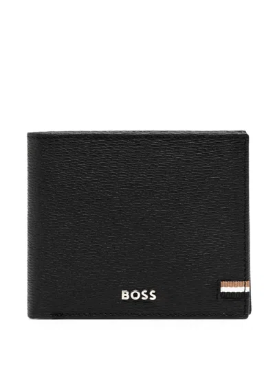 Hugo Boss Logo-lettering Bi-fold Wallet In Black