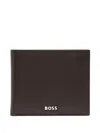 Hugo Boss Logo-lettering Bi-fold Wallet In Brown