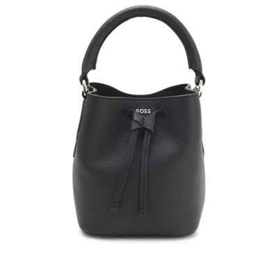 Hugo Boss Logo-lettering Bucket Bag In Leather In Black
