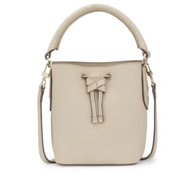 Hugo Boss Logo-lettering Bucket Bag In Leather In Neutral