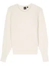 Hugo Boss Logo-lettering Chunky-knit Jumper In Neutrals