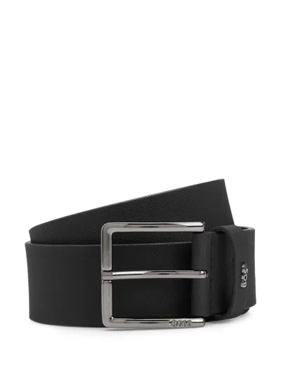 Hugo Boss Logo-lettering Leather Belt In Black
